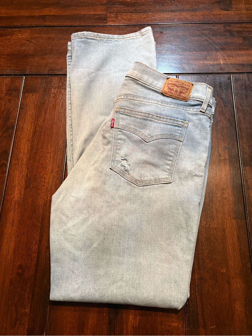 Levi's Women’s Classic Bootcut light wash distressed bootcut jeans size 14